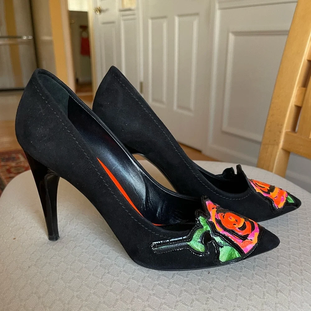 Louis Vuitton Black Suede High Heels - Stephen Sprouse Roses - EU 36 - Picture 3 of 15